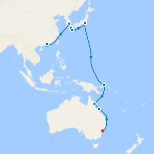 Hong Kong Stay, Japan, Papua New Guinea & Australia to Sydney 