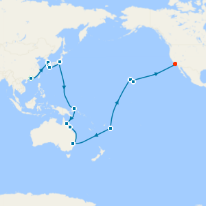 Hong Kong Stay, Japan, Australia & Hawaii to Los Angeles