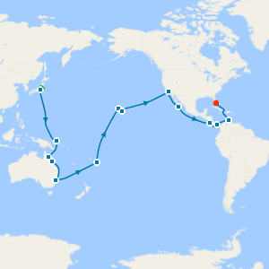 Tokyo, Australia, Hawaii, U.S.A & Panama to Miami with Stays