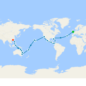 Hong Kong Stay, Philippines, Australia, Hawaii, U.S.A, Panama Canal & Azores from S'ton