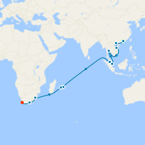 Hong Kong Stay, Vietnam, Thailand, Singapore, Mauritius & South Africa to Cape Town