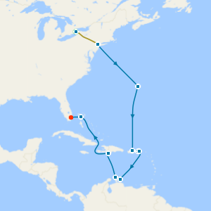 Niagara Falls & Caribbean from New York to Miami with Stays