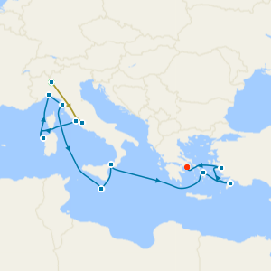 Swiss Alps, Bernina Red Train and Mediterranean & Greek Isles with Milan and Rome Stays