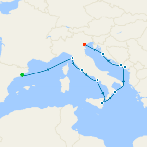 Italy, Montenegro & Croatia from Barcelona