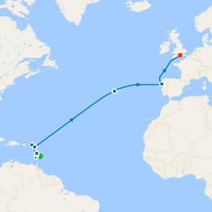 Caribbean Highlights and Atlantic Discovery from Barbados to Portsmouth | Manchester Flights Included |