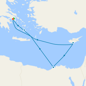 Greece, Egypt and Cyprus cruise from Piraeus (Athens) to Athens - Overnight onboard