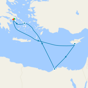 Greece, Egypt and Cyprus cruise from Piraeus (Athens) to Athens - Overnight onboard