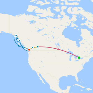 Toronto, Niagara Falls & Rocky Mountaineer from Banff to Vancouver & Alaska with Hubbard Glacier with Stays