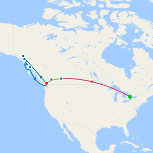 Toronto, Niagara Falls & Rocky Mountaineer from Banff to Vancouver & Alaska with Dawes Glacier with Stays