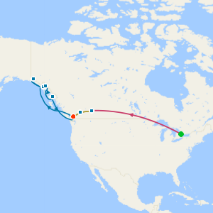 Toronto, Niagara Falls & Rocky Mountaineer from Banff to Vancouver & Alaska with Hubbard Glacier with Stays