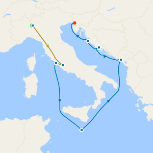 Swiss Alps, Bernina Red Train and Malta, Croatia & Montenegro from Civitavecchia with Milan and Rome Stays