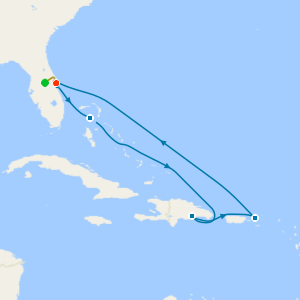 Eastern Caribbean & Perfect Day from Port Canaveral with 7nt Orlando Stay and Car Hire