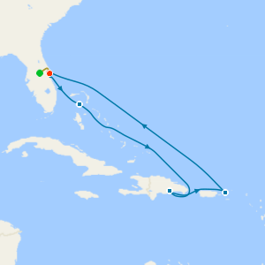 Eastern Caribbean & Perfect Day from Port Canaveral with 7nt Orlando Stay and Car Hire