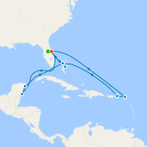 Eastern & Western Caribbean Adventure from Orlando with 7nt Stay and Car Hire