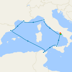 Italy, France, Spain & Tunisia from Naples with Sorrento Stay