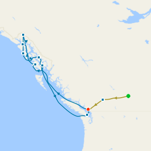 Rocky Mountaineer from Banff to Vancouver & Alaska with Hubbard Glacier from Vancouver