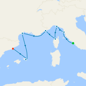 Italian Riviera, French Coast & Balearics from Rome to Barcelona - Fly Cruise.