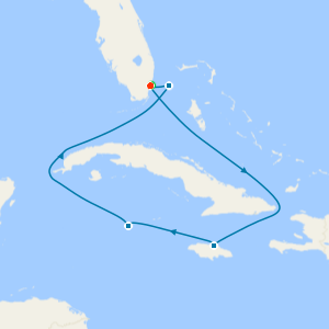 Western Caribbean & Bimini Beach Club from Miami with Stay