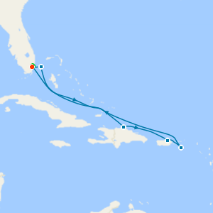 Eastern Caribbean & Bimini Beach Club from Miami with Stay