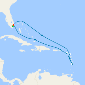 Antigua, St. Lucia, St. Kitts & St. Thomas from Ft. Lauderdale with 1nt Stay