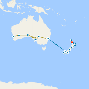 Indian Pacific Rail from Perth to Sydney & Fjords of New Zealand to Auckland with Stays