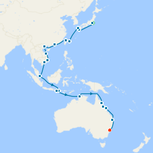 Circle Pacific from Tokyo to Sydney with Stays