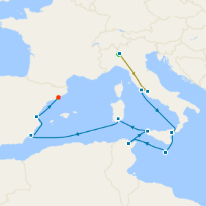 Swiss Alps, Bernina Red Train & Western Mediterranean from Rome