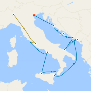 Swiss Alps, Bernina Red Train, Adriatic Sea & Western Med from Rome