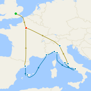 Europe by Rail - No Fly Voyage with Venice Simplon-Orient-Express, Italian Riviera, France & Spain from Rome