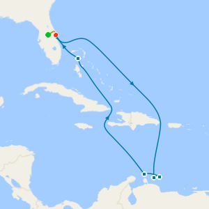Southern Caribbean from Port Canaveral with 7nt Orlando Stay and Car Hire