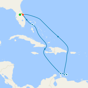 Southern Caribbean from Port Canaveral with 7nt Orlando Stay and Car Hire