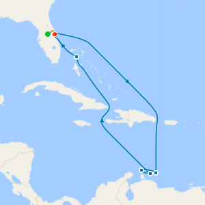 Southern Caribbean from Port Canaveral with 7nt Orlando Stay and Car Hire
