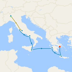 Swiss Alps, Bernina Red Train, Italy & Greece from Rome with Stays