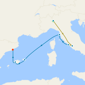 Swiss Alps, Bernina Red Train, Barcelona, Palma & Florence from Rome with Stays