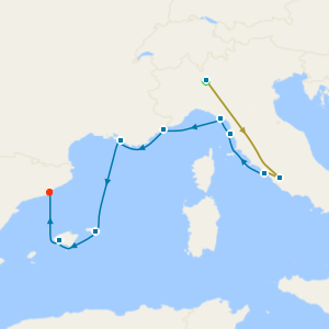 Swiss Alps, Bernina Red Train, Florence, Marseille & Barcelona from Rome with Stays