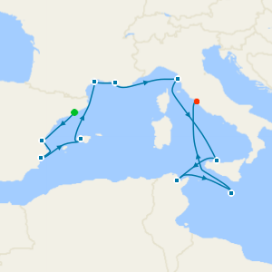 Southern Mediterranean Sojourn from Barcelona to Rome - Fly Cruise
