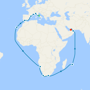 Mediterranean and South Africa from Rome to Dubai with Stay