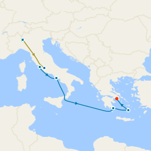 Swiss Alps, Bernina Red Train and Mediterranean Voyage with Milan and Rome Stays