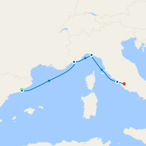 A Journey through Riviera Elegance & Coastal Splendour with Barcelona and Rome Stays