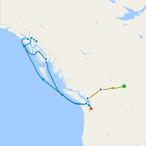 Rocky Mountaineer from Banff to Vancouver, the Cascades & Alaska from Seattle