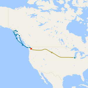 Chicago, U.S Rockies By Rail & Alaska from Seattle with Stays