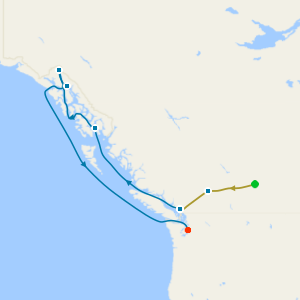 Rocky Mountaineer from Banff to Vancouver & Alaska with Dawes Glacier