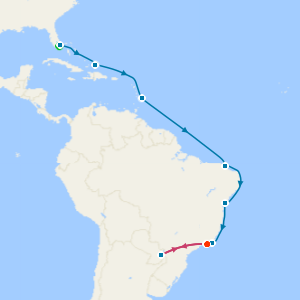 Caribbean & South America with Rio & Iguazu Falls Stays