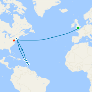 Transatlantic & Caribbean Celebration from Southampton with New York & Washington Stays and Best of D.C Tour