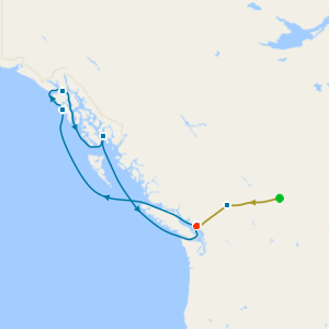 Rocky Mountaineer from Banff to Vancouver & Alaska Explorer from Vancouver