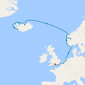 Norway, Iceland & Belgium from Reykjavik to Southampton with Golden Circle & Blue Lagoon Experience