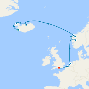 Norway, Iceland & Belgium from Reykjavik to Southampton with Golden Circle & Blue Lagoon Experience