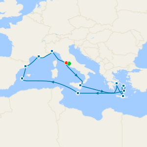 Italy, Greece, Malta, Balearic Islands, Spain & France from Rome with Stay