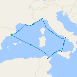 Spain, France, Italy & Tunisia from Barcelona