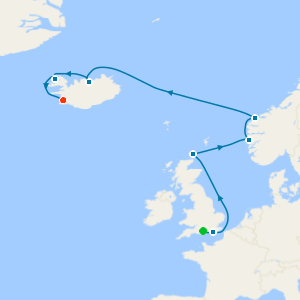 Iceland, Scotland & Norway from Southampton to Reykjavik with Stay and Golden Circle & Blue Lagoon Experience